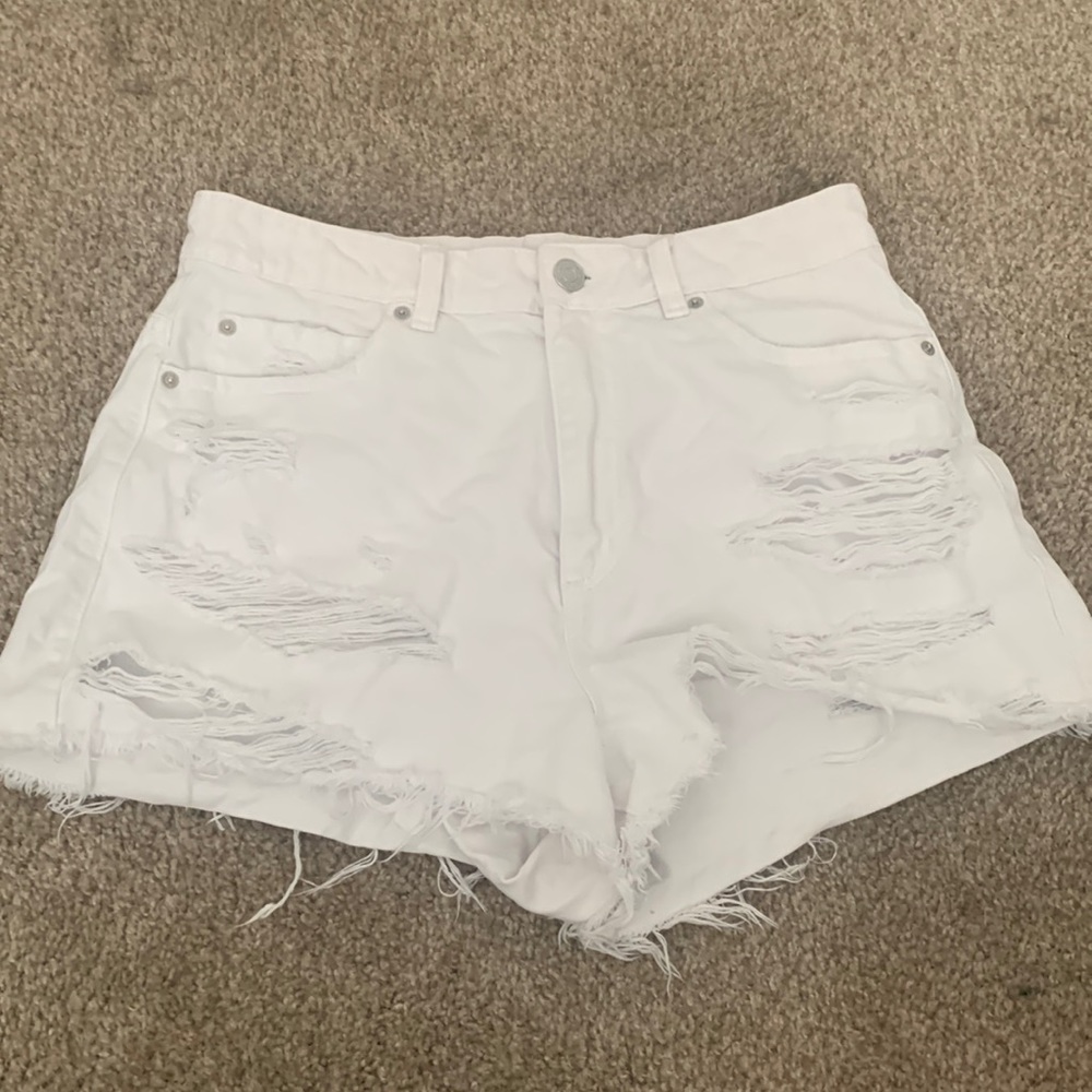 High waisted white festival style shorts